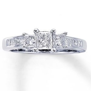 Three Stone Diamond 14K White Gold Ring